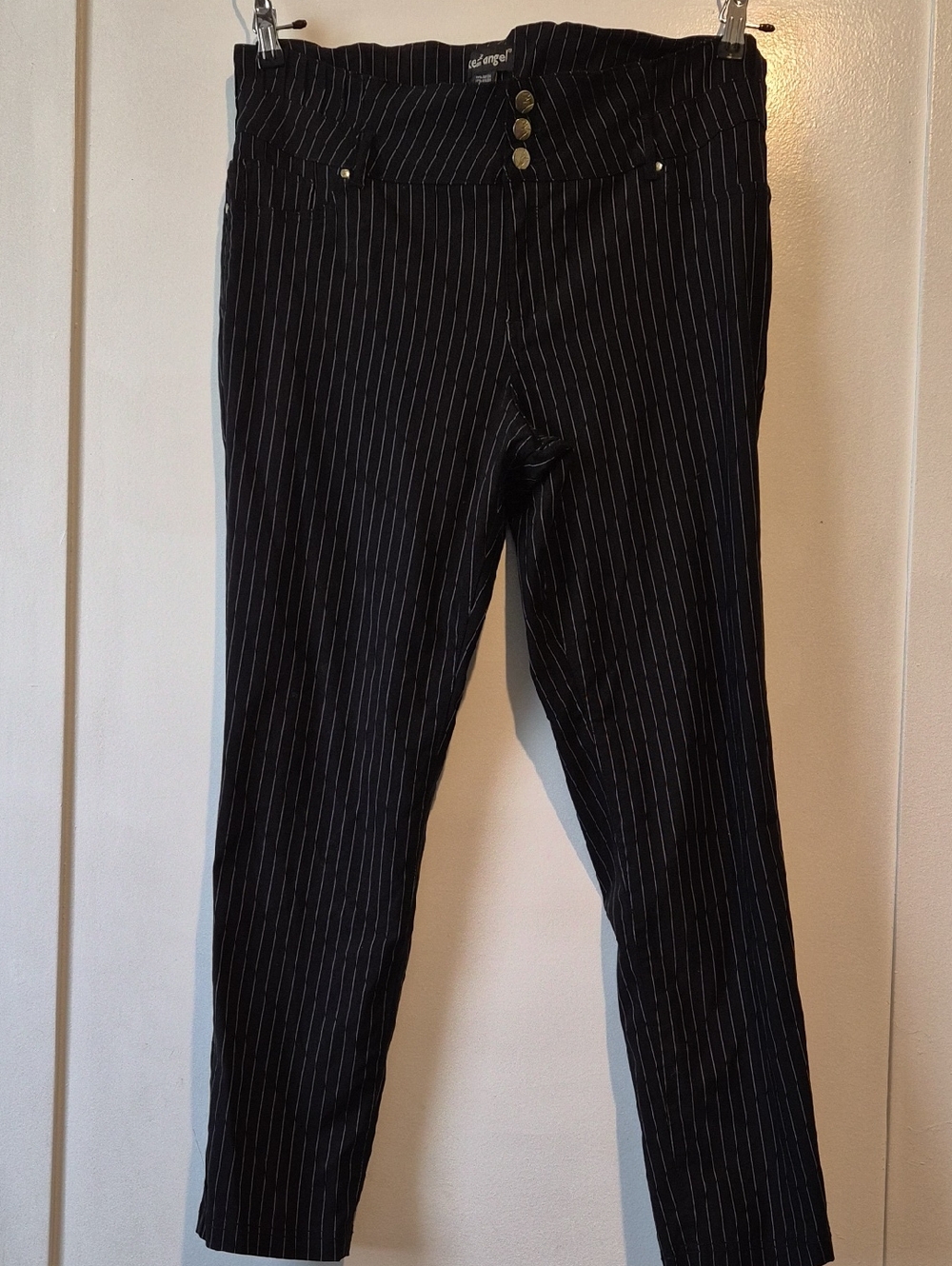 like an angel Black Trousers with White Pinstripes